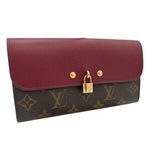 Louis Vuitton Monogram Canvas Burgundy Leather Lock Wallet Clutch